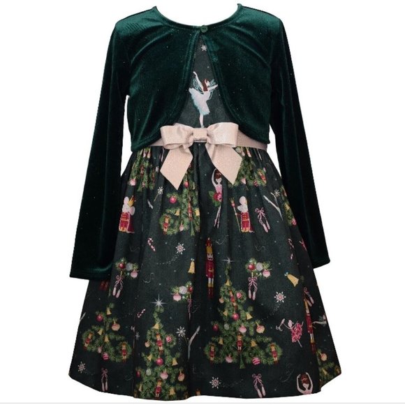 Bonnie Jean Dresses Bonnie Jean Girls Nutcracker Ballet Green Satin